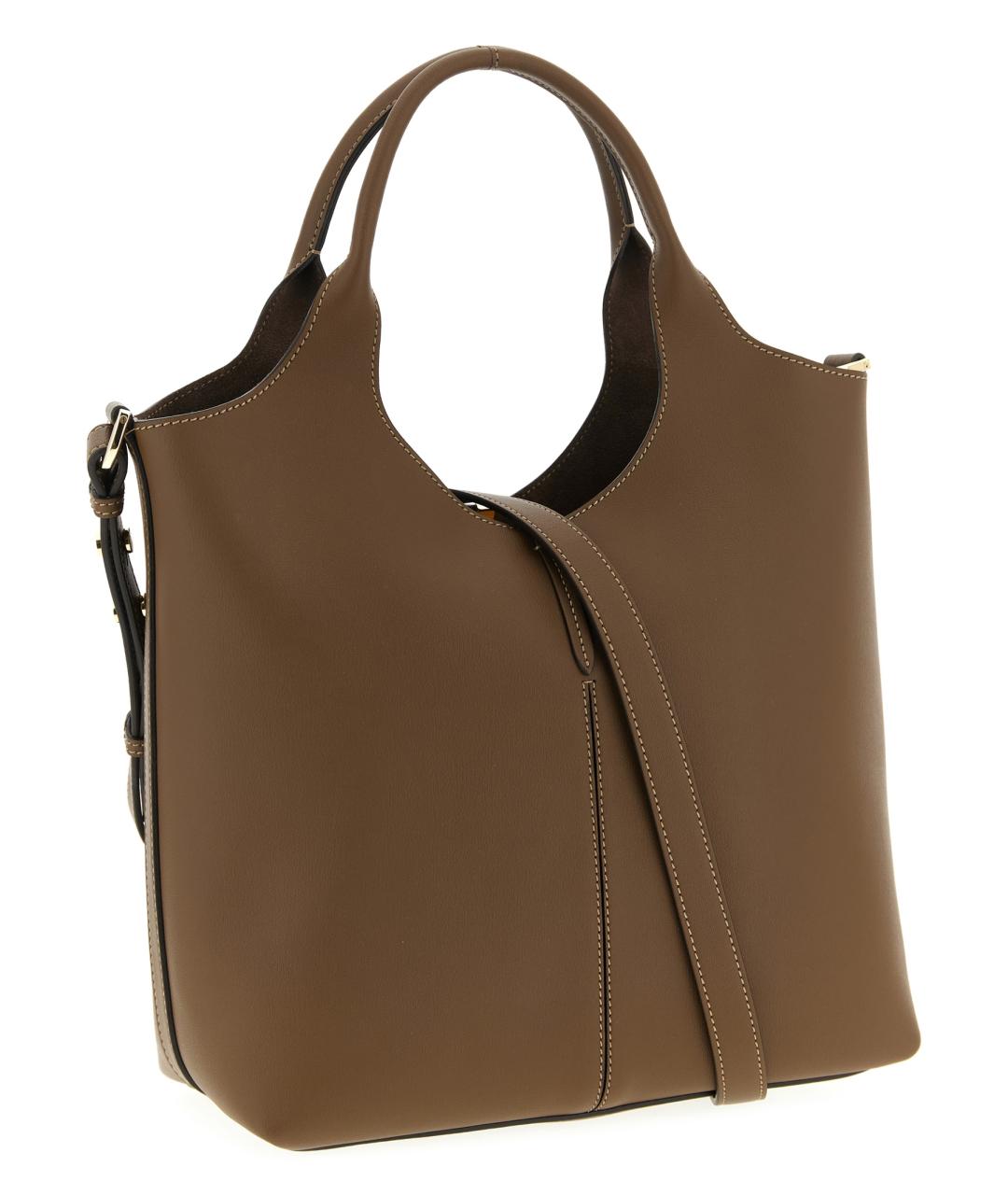 TOD'S Коричневая кожаная сумка с короткими ручками, фото 2