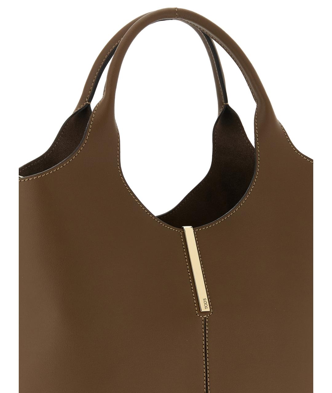TOD'S Коричневая кожаная сумка с короткими ручками, фото 3