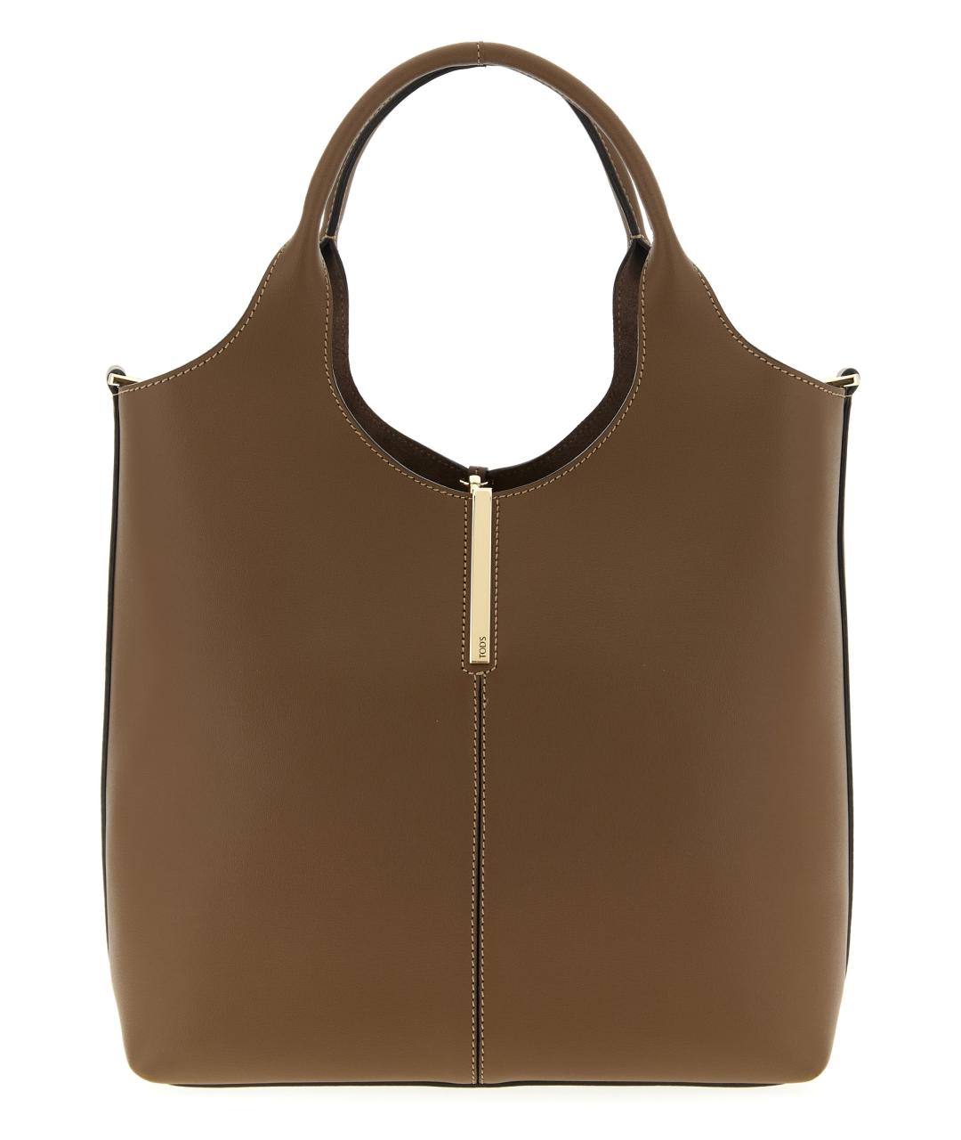 TOD'S Коричневая кожаная сумка с короткими ручками, фото 1