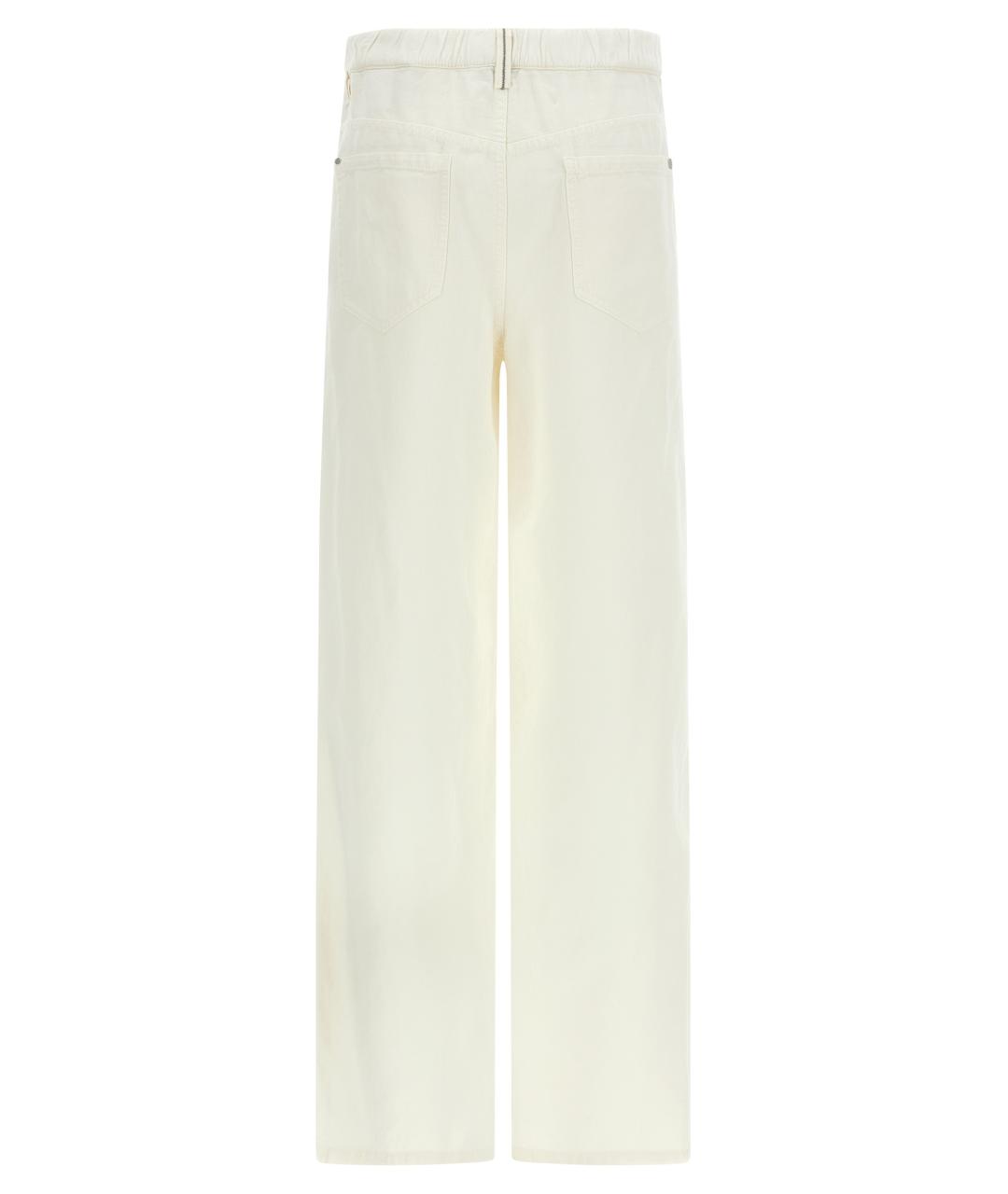 BRUNELLO CUCINELLI Бежевые льняные прямые брюки, фото 2