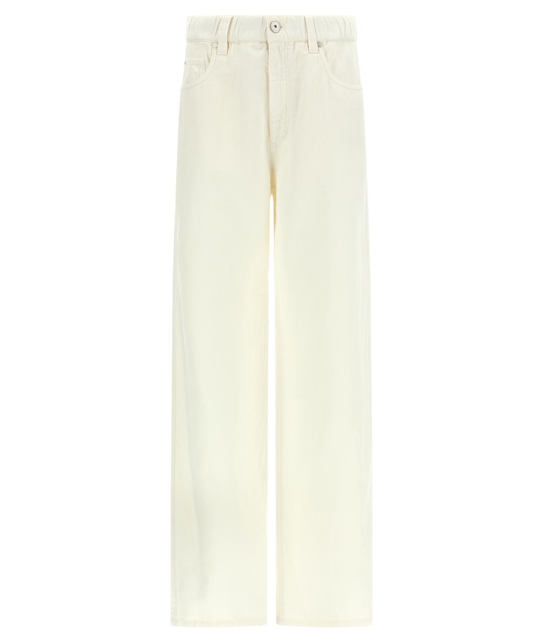 BRUNELLO CUCINELLI Бежевые льняные прямые брюки, фото 1