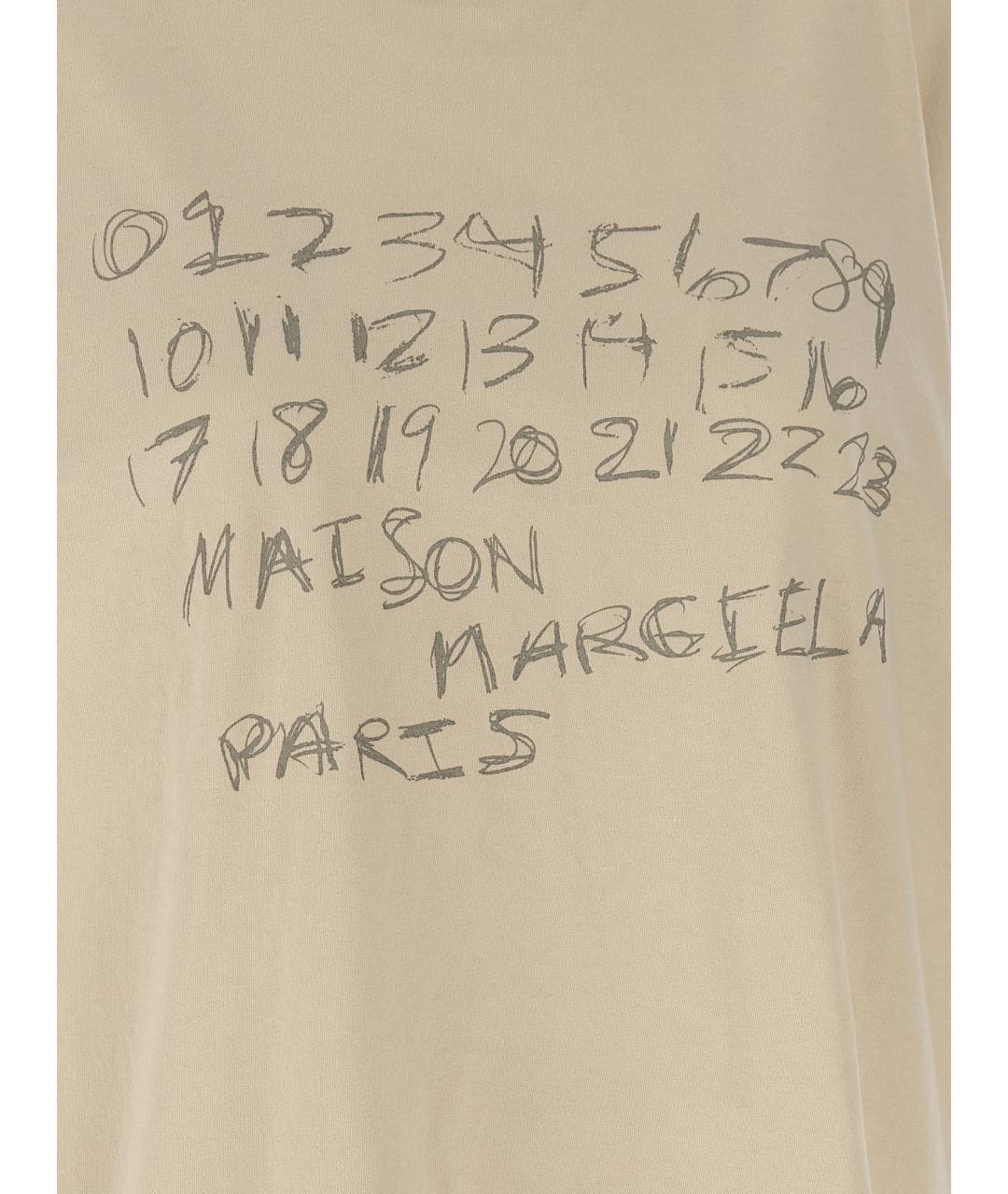 MAISON MARGIELA Бежевая хлопковая футболка, фото 4