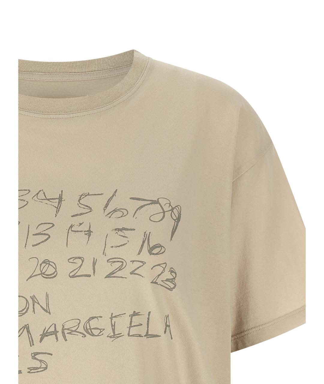 MAISON MARGIELA Бежевая хлопковая футболка, фото 3