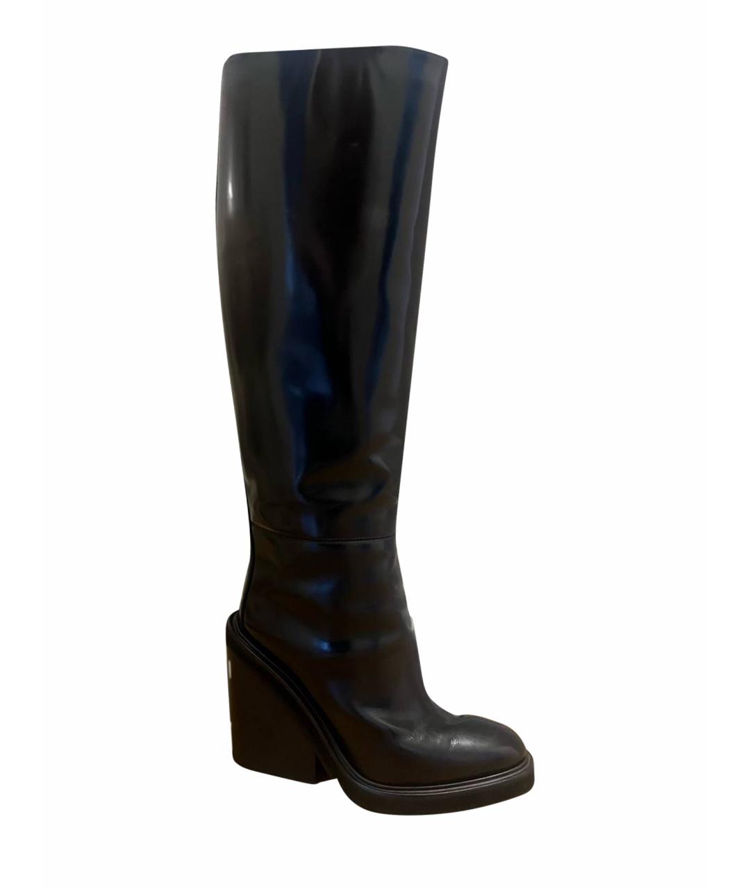 HERMES Черные сапоги из лакированной кожи, фото 1