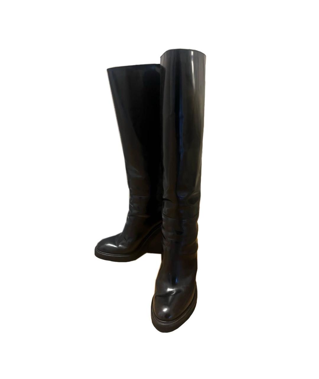 HERMES Черные сапоги из лакированной кожи, фото 2