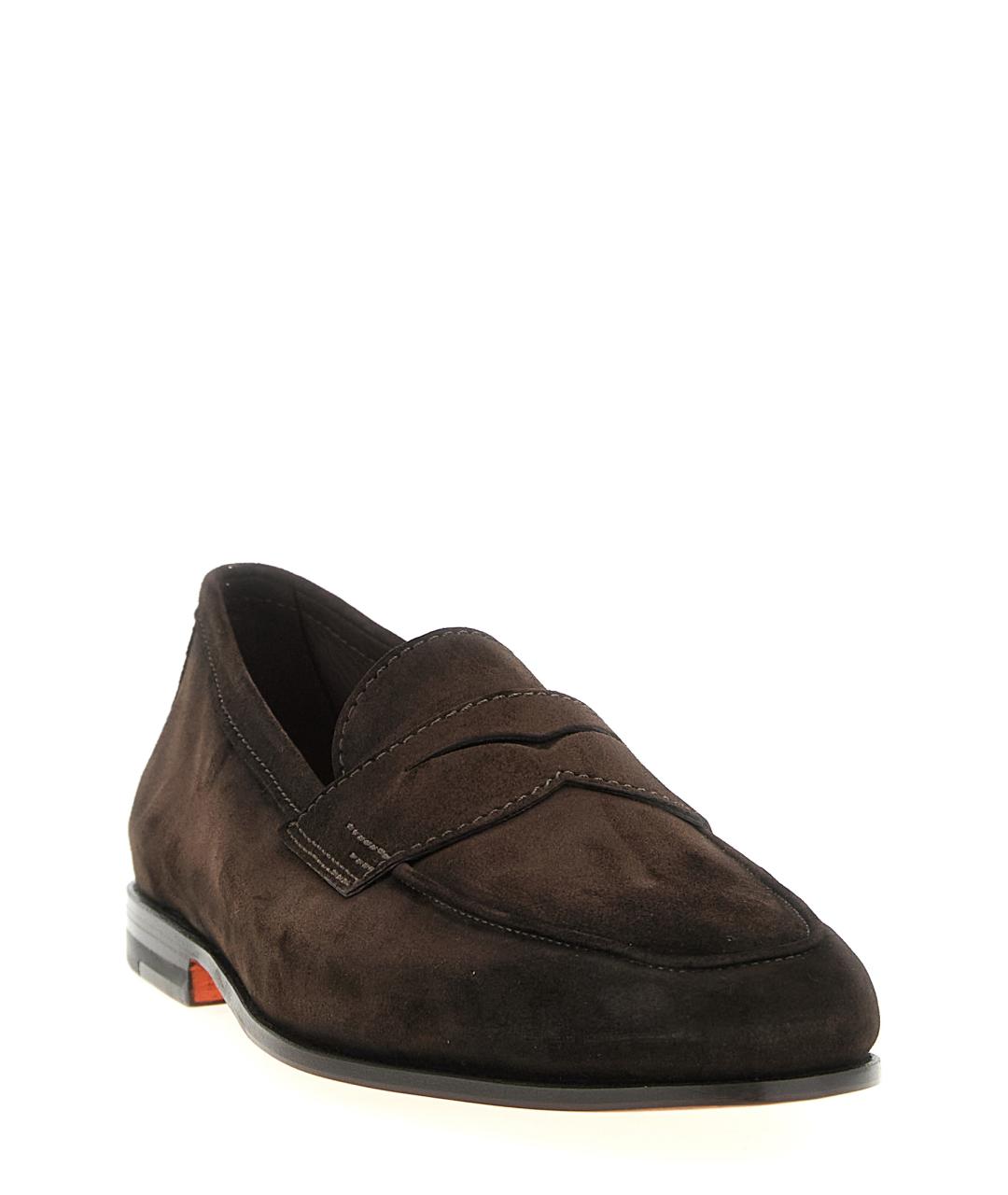 SANTONI Коричневые замшевые лоферы, фото 2