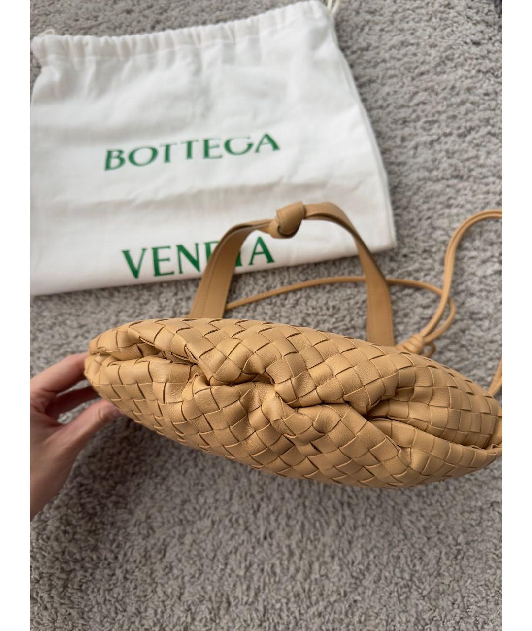 BOTTEGA VENETA Бежевая кожаная сумка через плечо, фото 5