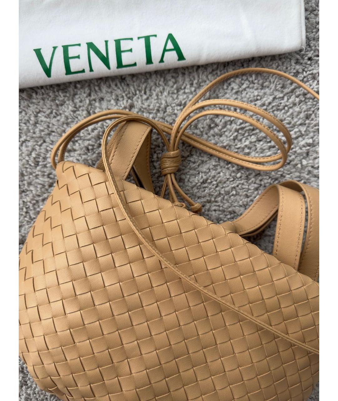BOTTEGA VENETA Бежевая кожаная сумка через плечо, фото 3