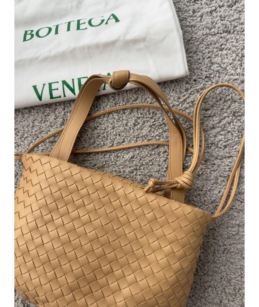 BOTTEGA VENETA Бежевая кожаная сумка через плечо, фото 4
