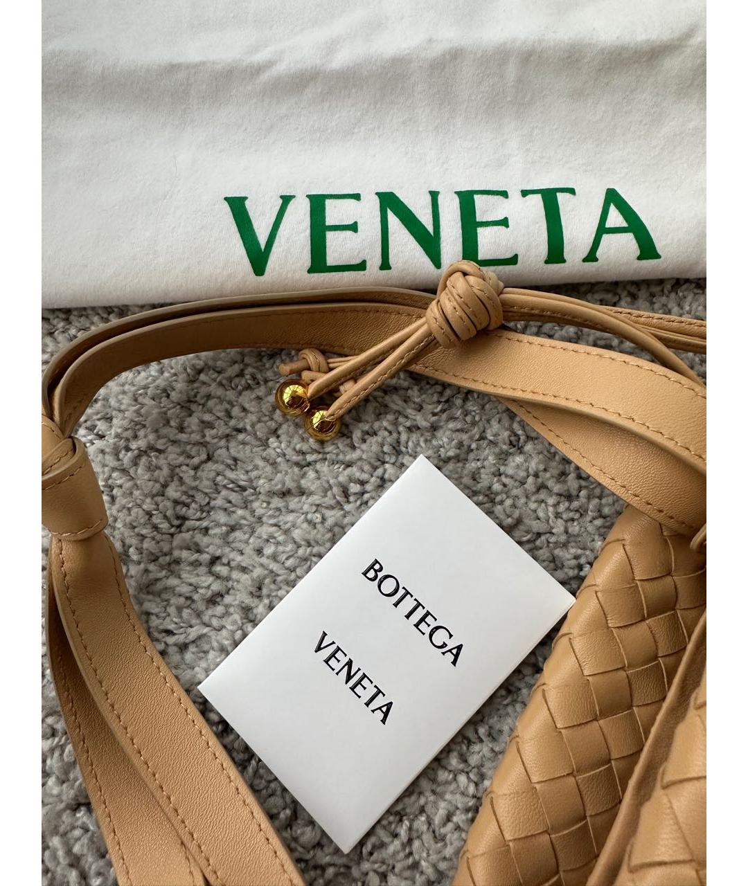 BOTTEGA VENETA Бежевая кожаная сумка через плечо, фото 8