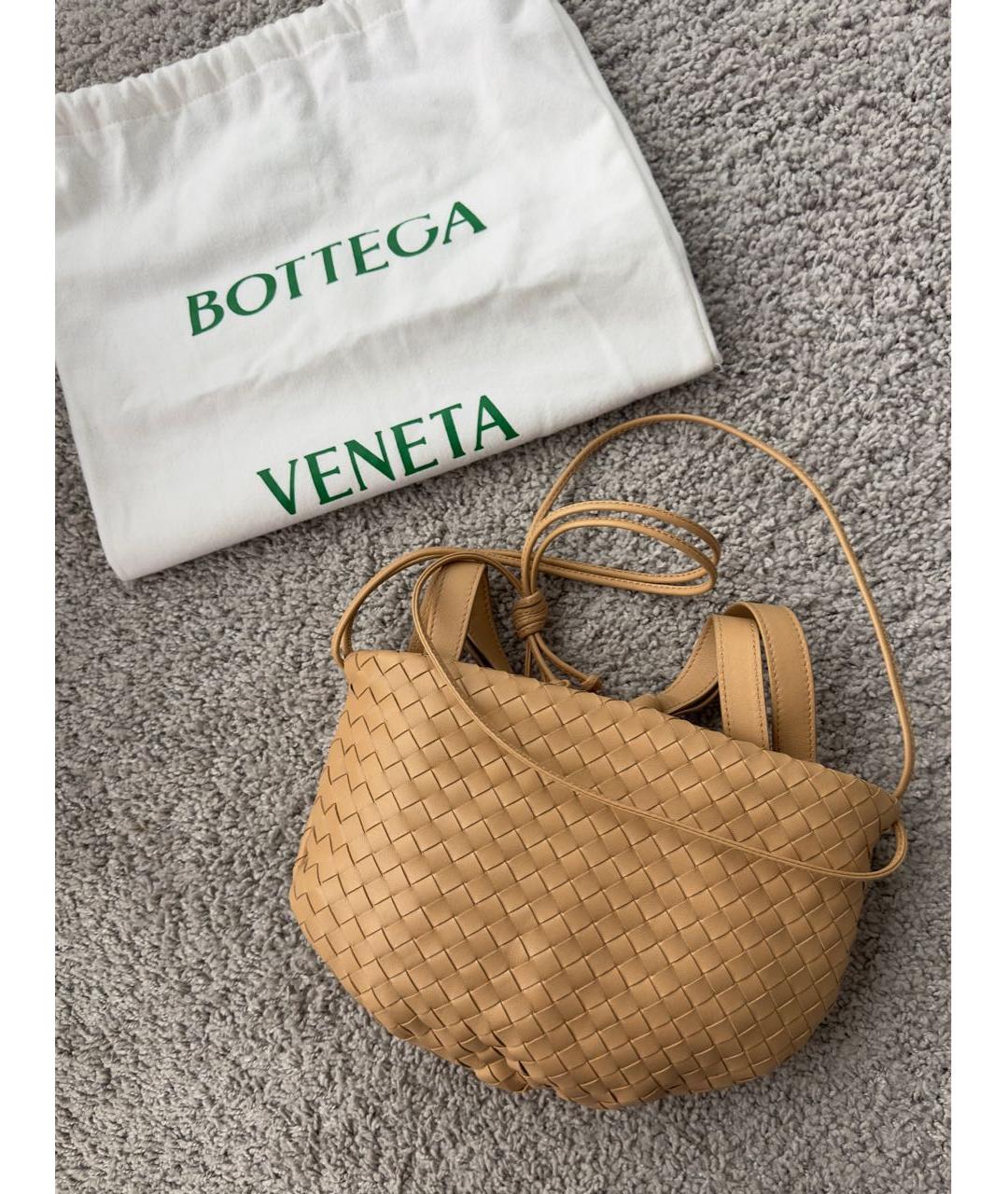 BOTTEGA VENETA Бежевая кожаная сумка через плечо, фото 2