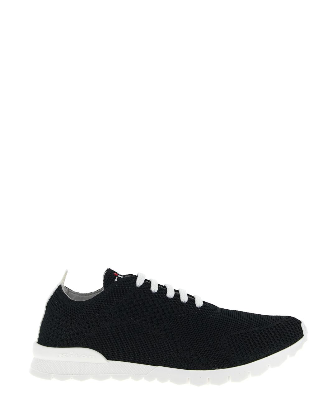 KITON Черные текстильные низкие кроссовки / кеды, фото 1