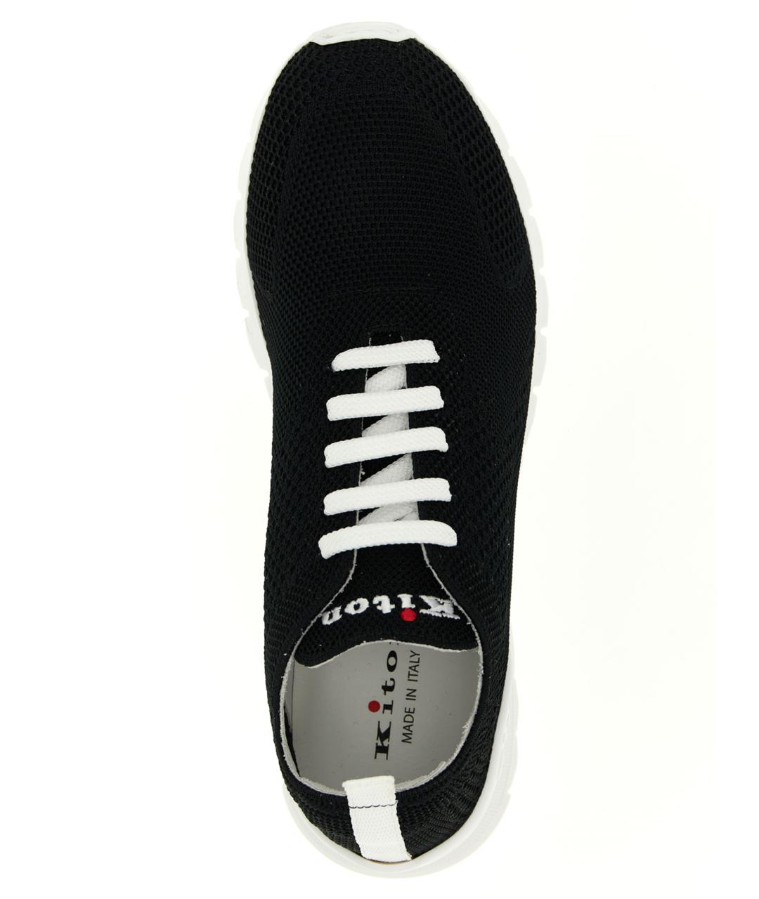 KITON Черные текстильные низкие кроссовки / кеды, фото 4