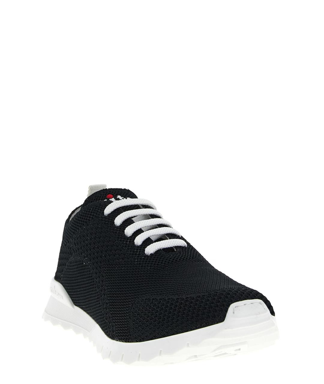 KITON Черные текстильные низкие кроссовки / кеды, фото 2