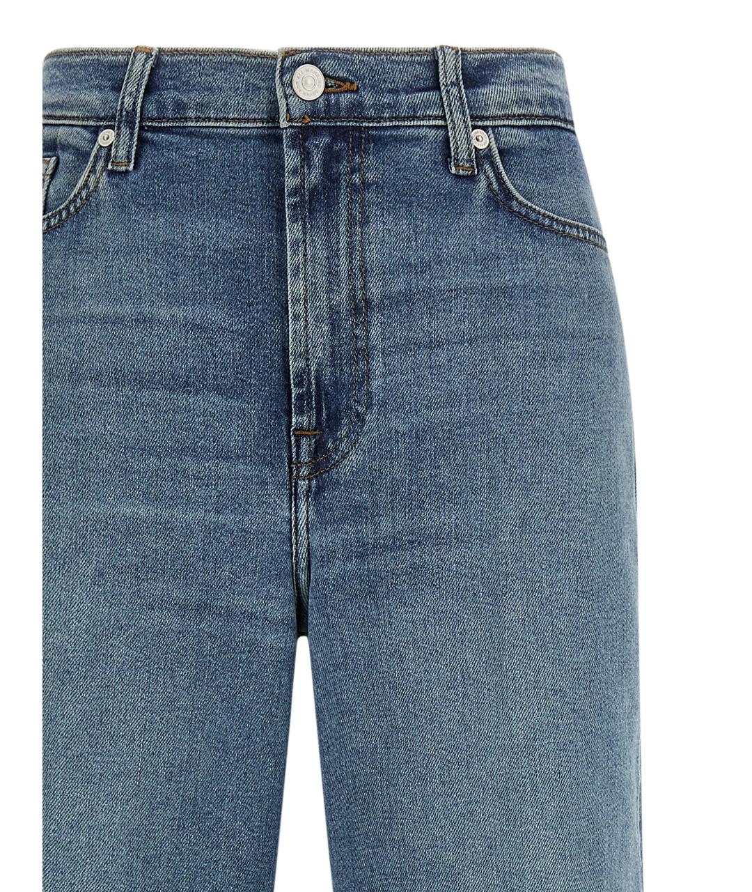 7 FOR ALL MANKIND Синие хлопковые джинсы клеш, фото 3