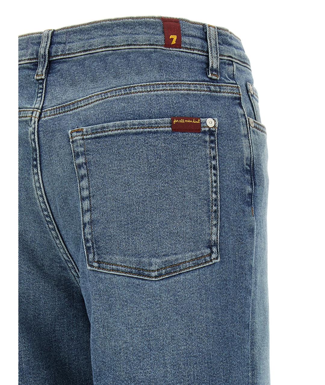 7 FOR ALL MANKIND Синие хлопковые джинсы клеш, фото 4