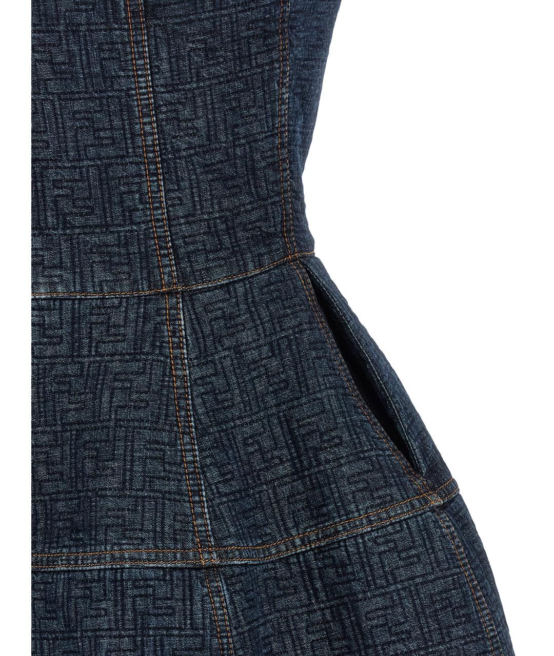 FENDI Синее хлопковое повседневное платье, фото 4