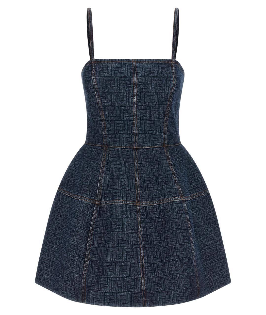 FENDI Синее хлопковое повседневное платье, фото 1