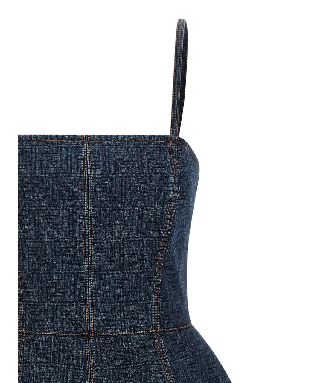 FENDI Синее хлопковое повседневное платье, фото 3