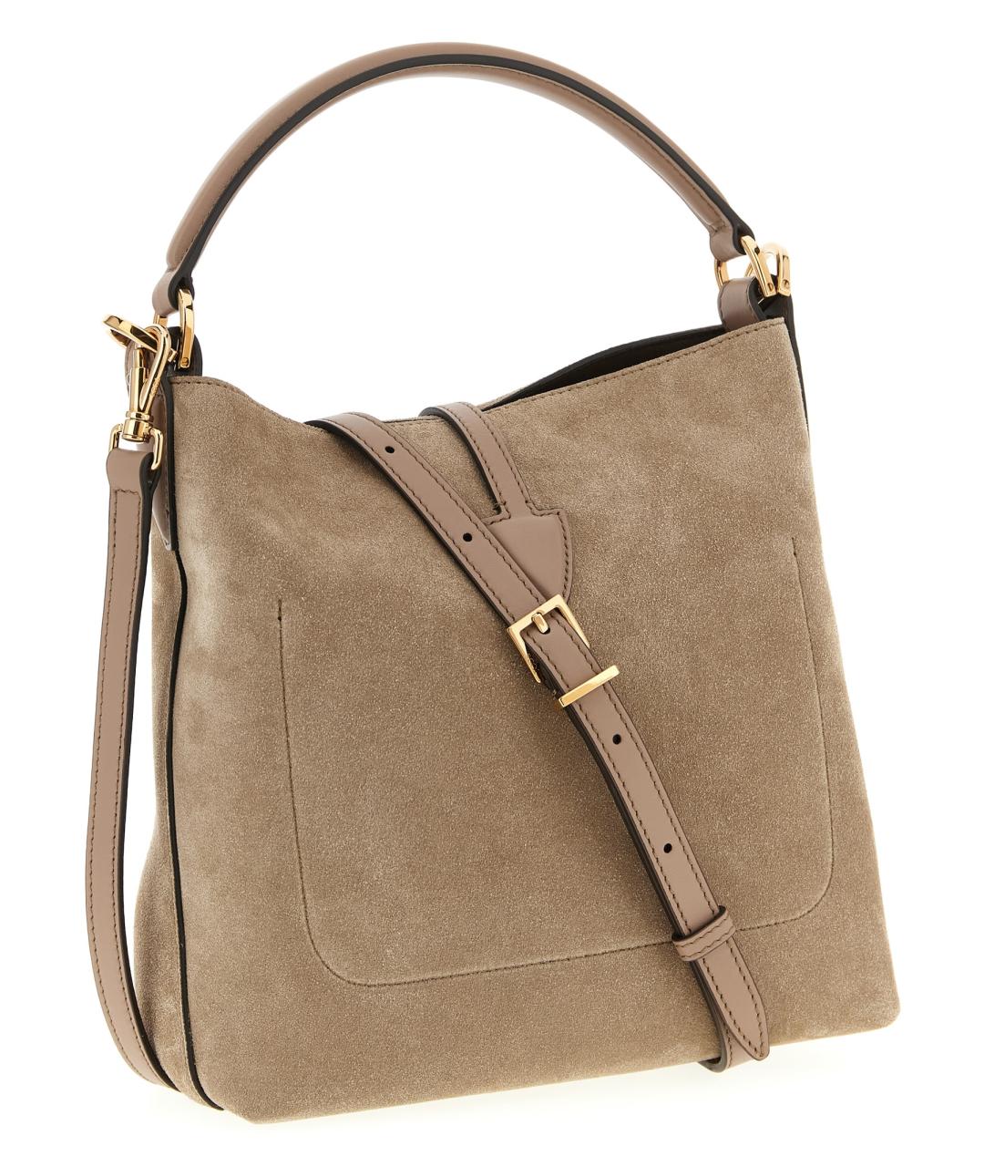 TOD'S Бежевая замшевая сумка с короткими ручками, фото 2