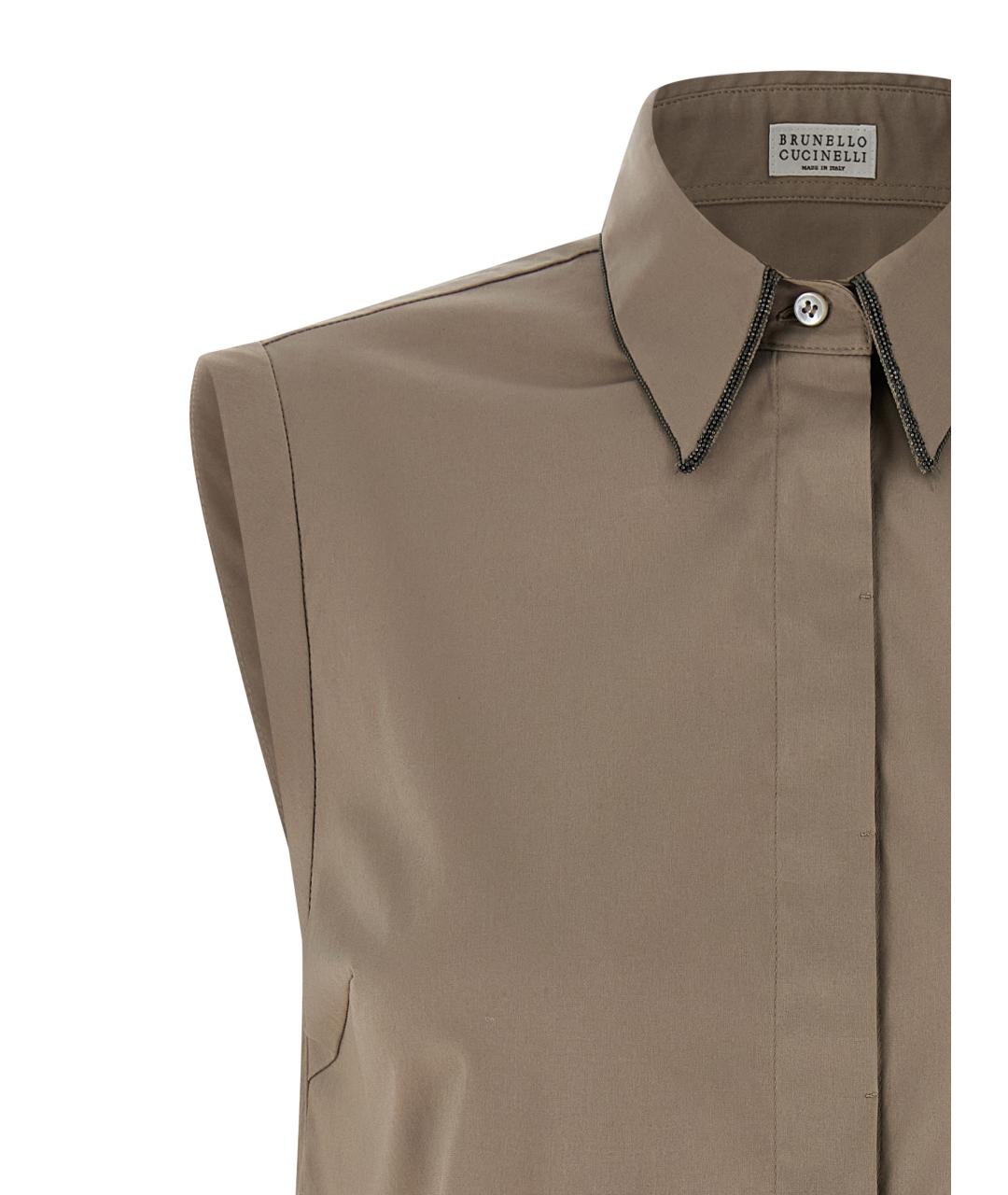 BRUNELLO CUCINELLI Коричневая хлопковая блузы, фото 3