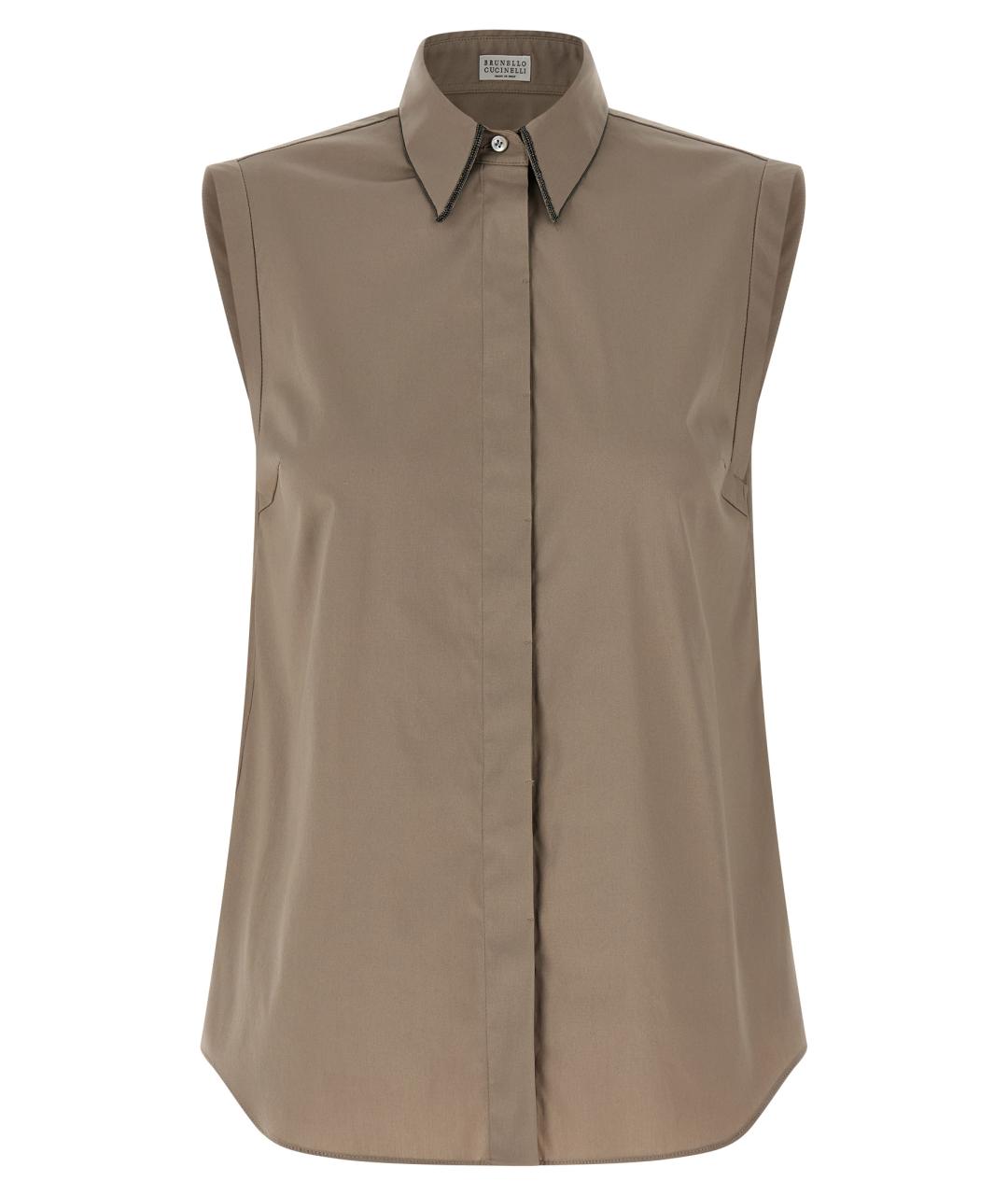 BRUNELLO CUCINELLI Коричневая хлопковая блузы, фото 1