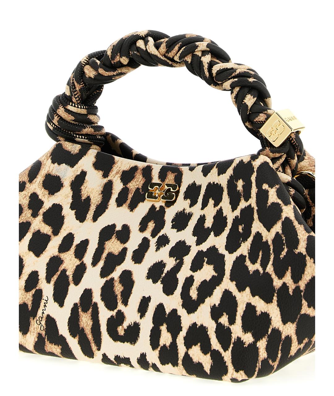 GANNI Коричневая кожаная сумка с короткими ручками, фото 3