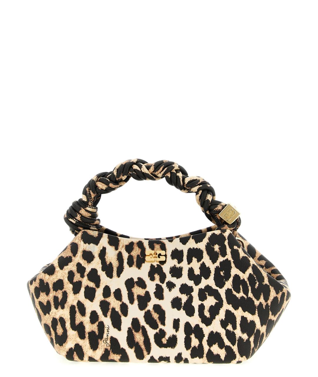 GANNI Коричневая кожаная сумка с короткими ручками, фото 1