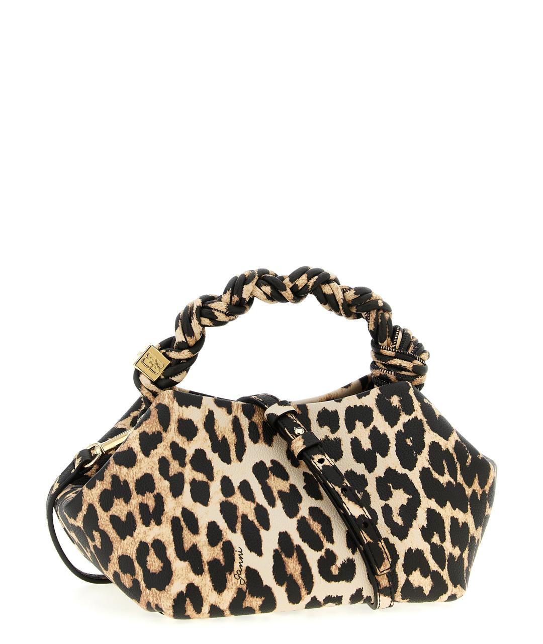 GANNI Коричневая кожаная сумка с короткими ручками, фото 2