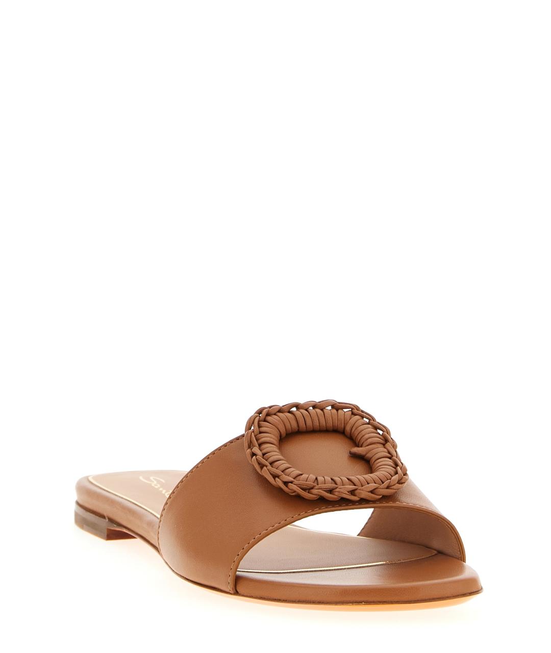 SANTONI Коричневые кожаные сандалии, фото 2