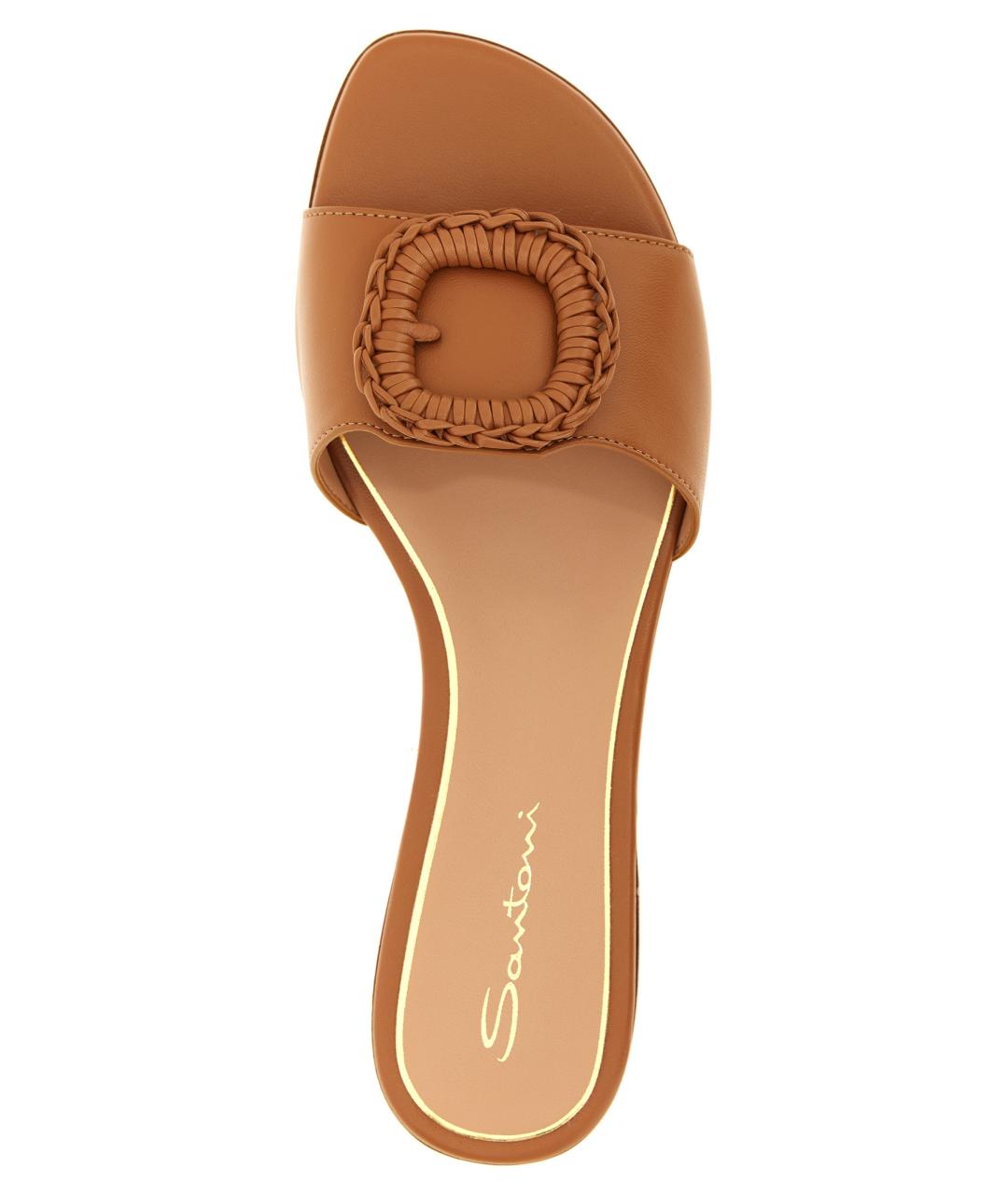 SANTONI Коричневые кожаные сандалии, фото 4