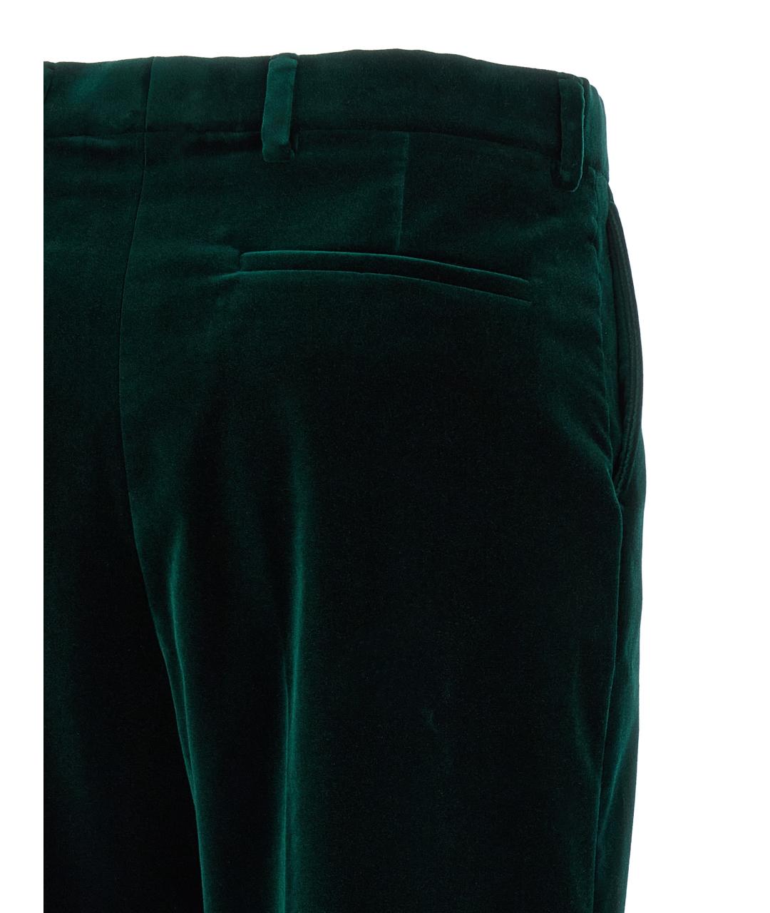 GUCCI Зеленые хлопковые прямые брюки, фото 4