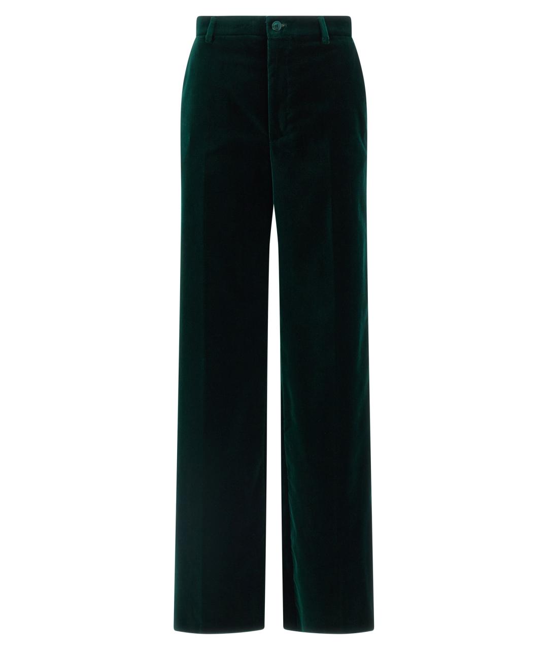 GUCCI Зеленые хлопковые прямые брюки, фото 1