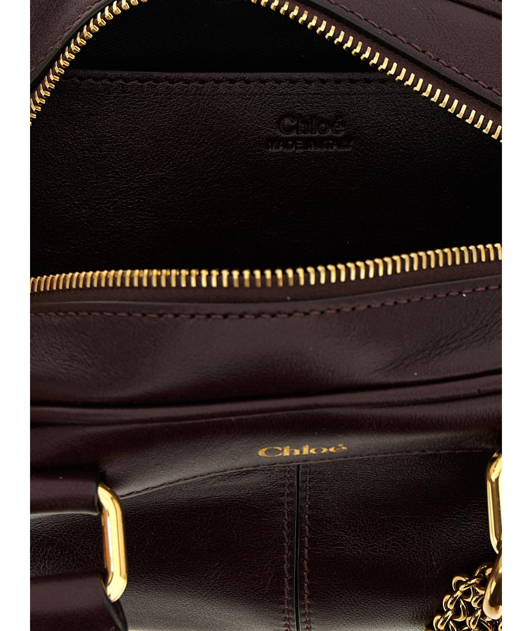 CHLOE Бордовая кожаная сумка с короткими ручками, фото 4