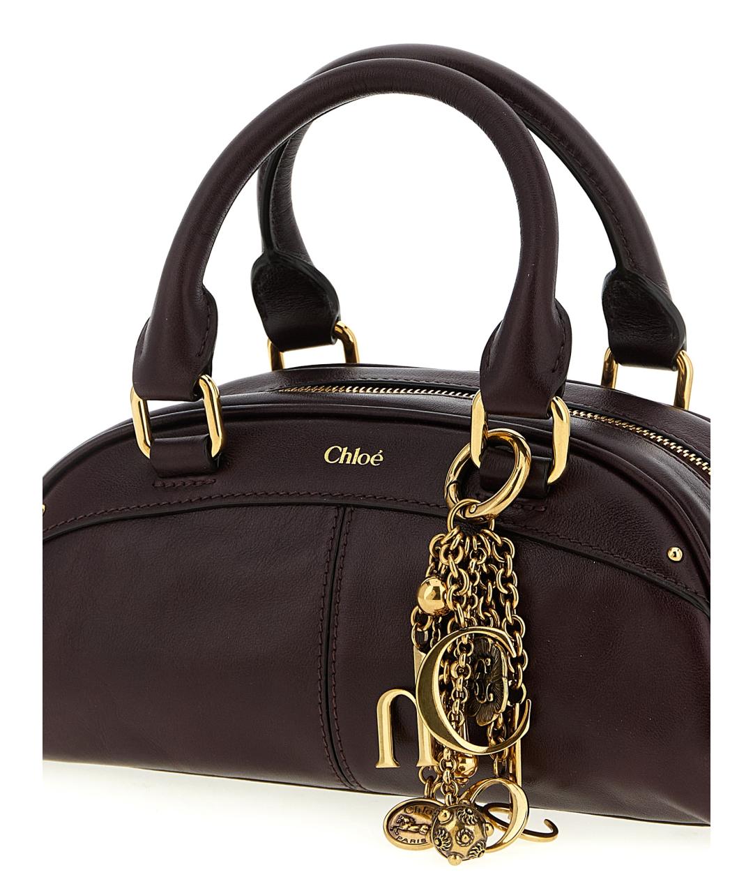 CHLOE Бордовая кожаная сумка с короткими ручками, фото 3