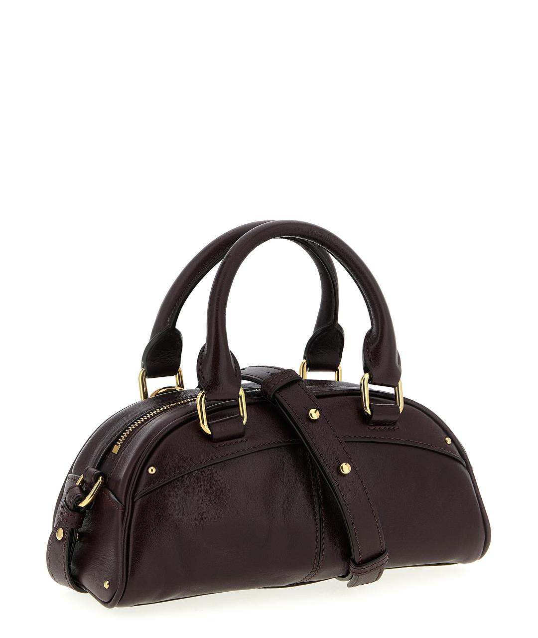 CHLOE Бордовая кожаная сумка с короткими ручками, фото 2