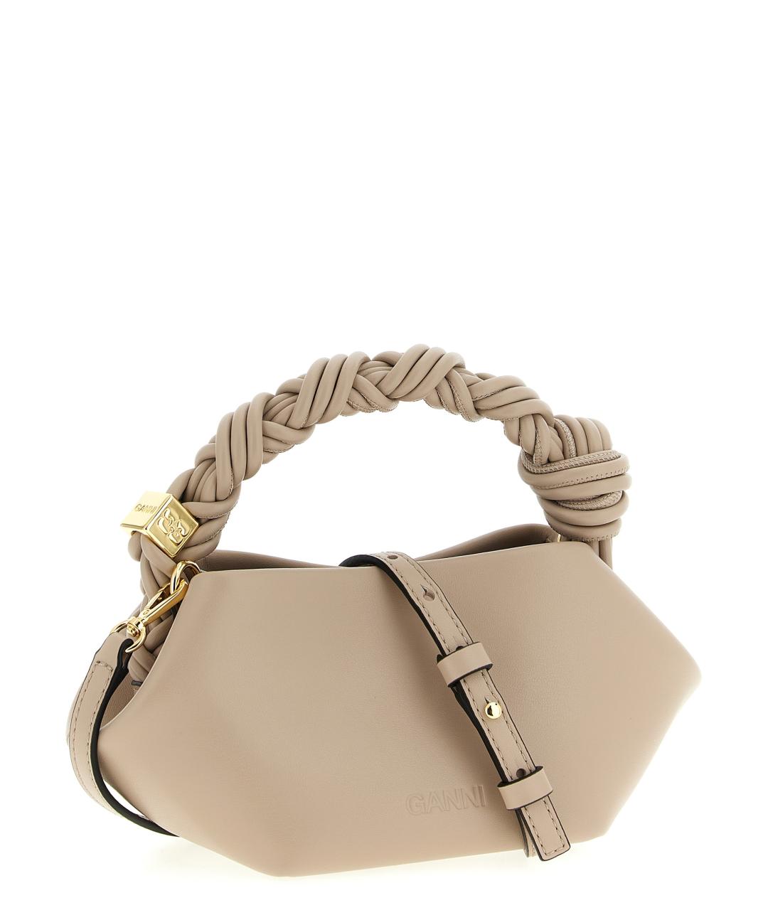 GANNI Серая кожаная сумка с короткими ручками, фото 2