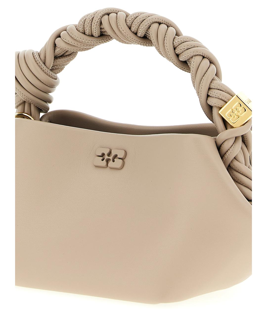 GANNI Серая кожаная сумка с короткими ручками, фото 3