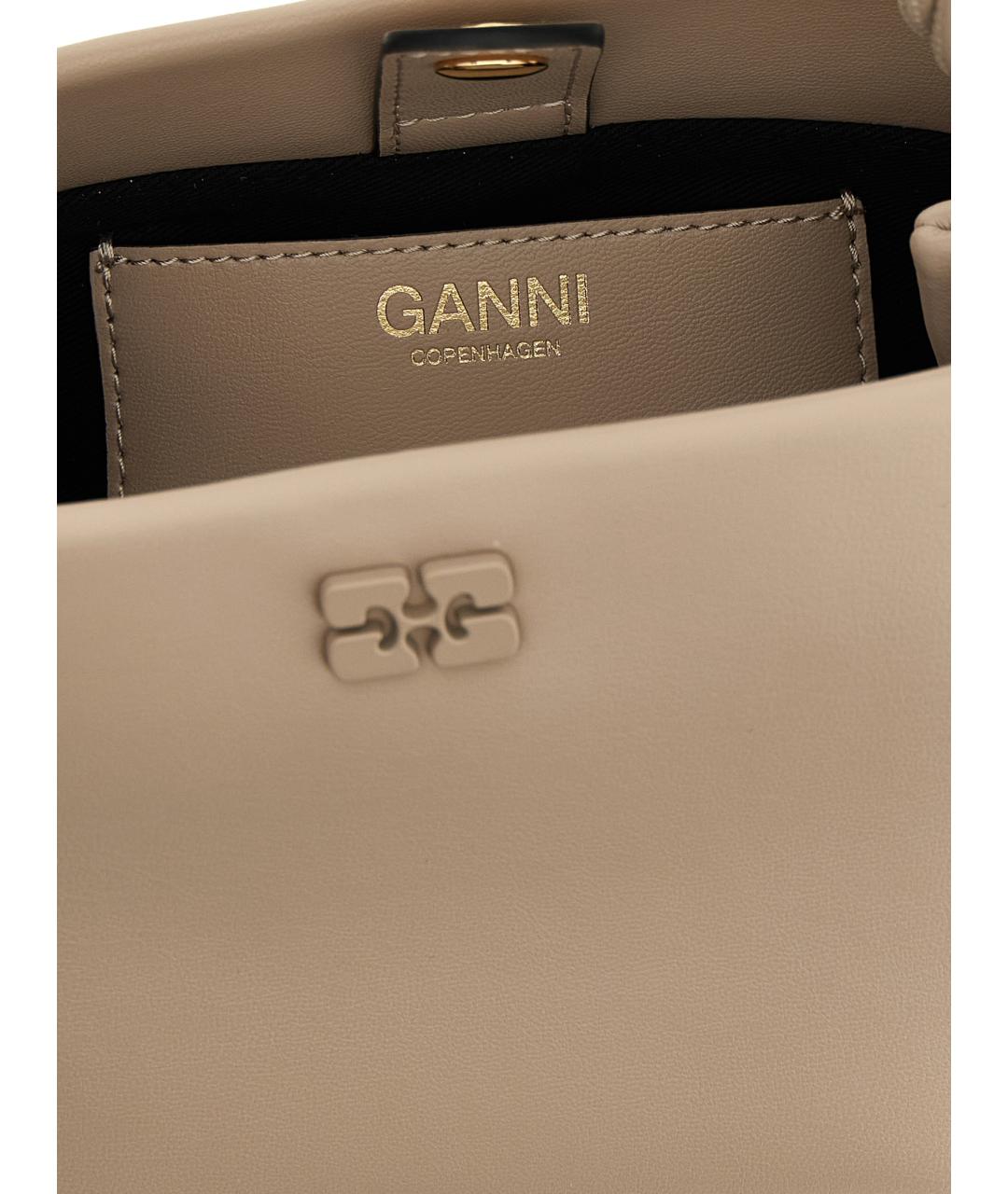 GANNI Серая кожаная сумка с короткими ручками, фото 4