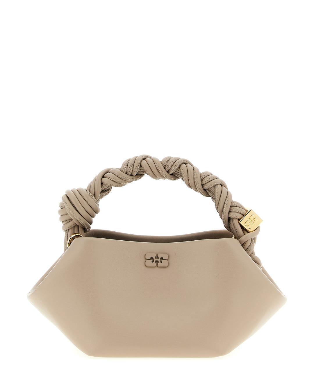 GANNI Серая кожаная сумка с короткими ручками, фото 1