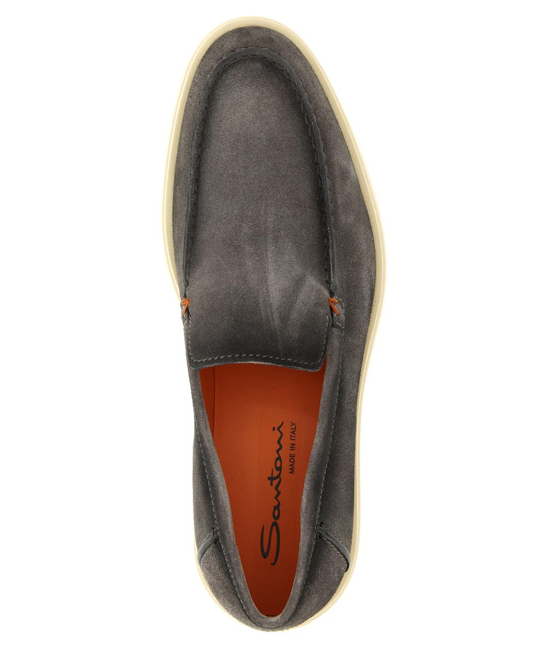 SANTONI Серые замшевые лоферы, фото 4