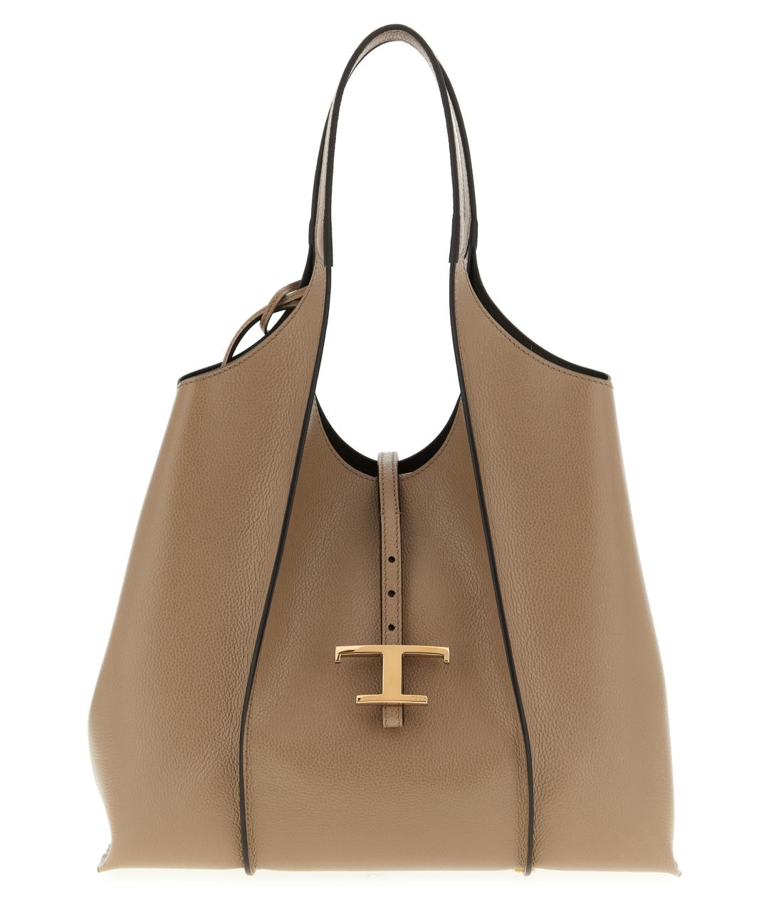 TOD'S Бежевая кожаная сумка через плечо, фото 1