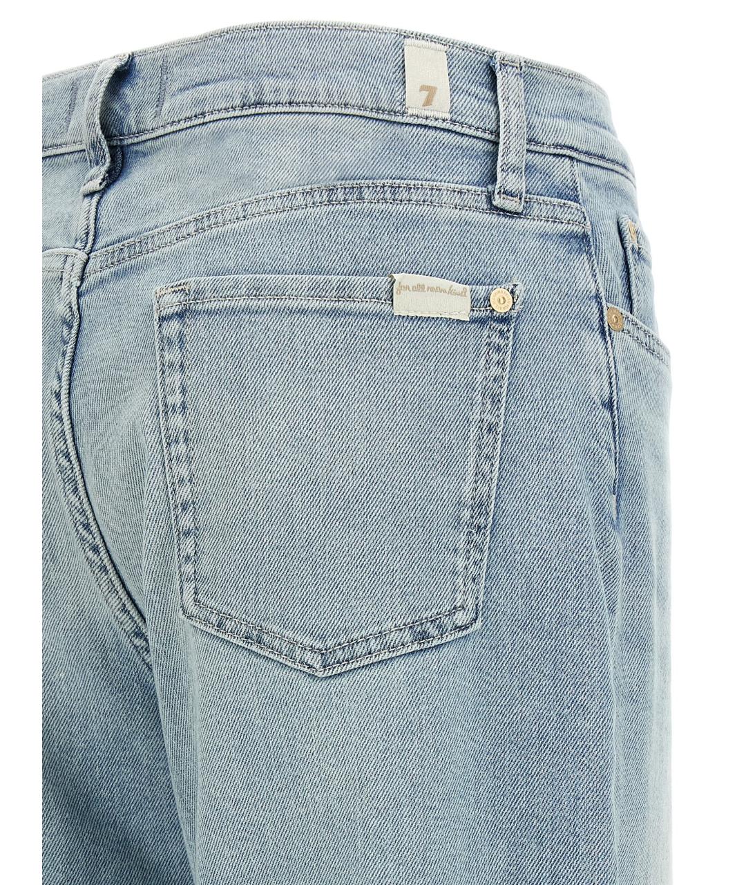 7 FOR ALL MANKIND Голубые хлопковые прямые джинсы, фото 4