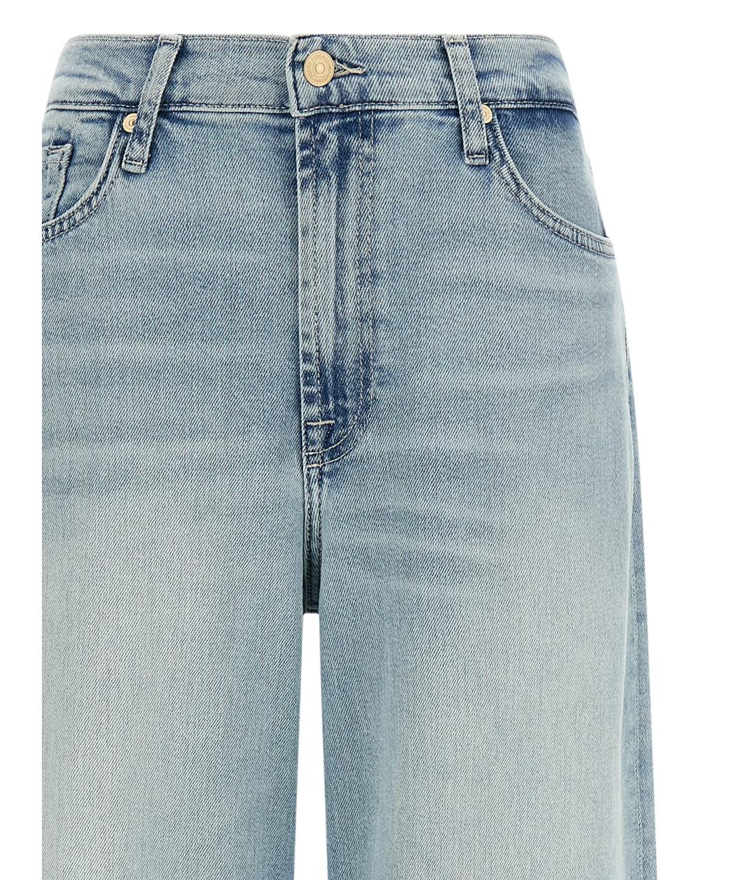 7 FOR ALL MANKIND Голубые хлопковые прямые джинсы, фото 3