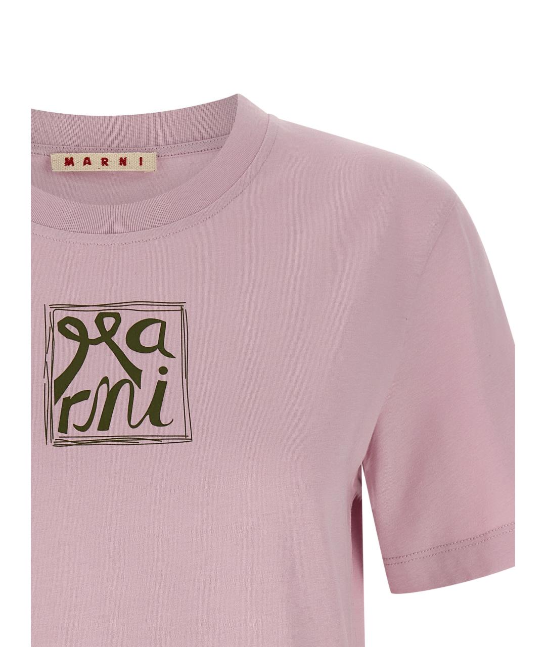MARNI Розовая хлопковая футболка, фото 3
