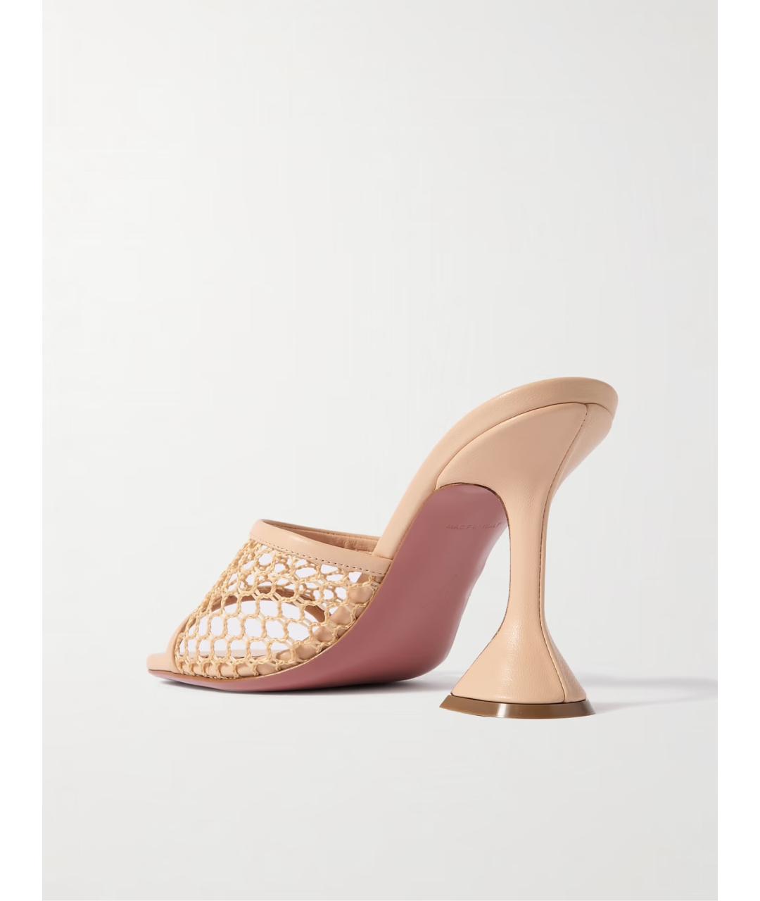 Amina Muaddi Бежевые кожаные мюли, фото 4