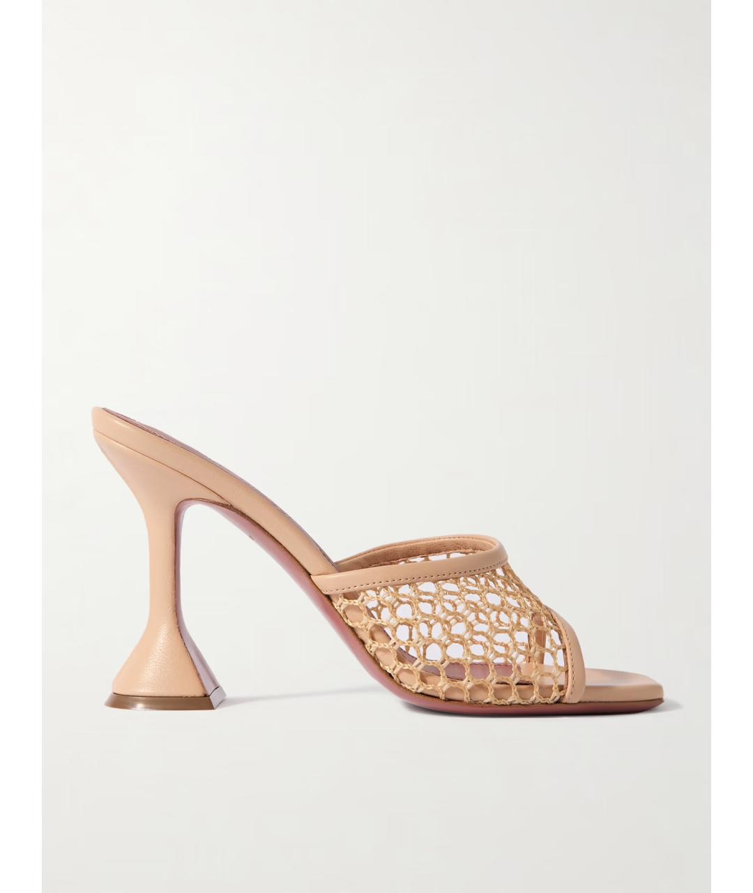 Amina Muaddi Бежевые кожаные мюли, фото 5