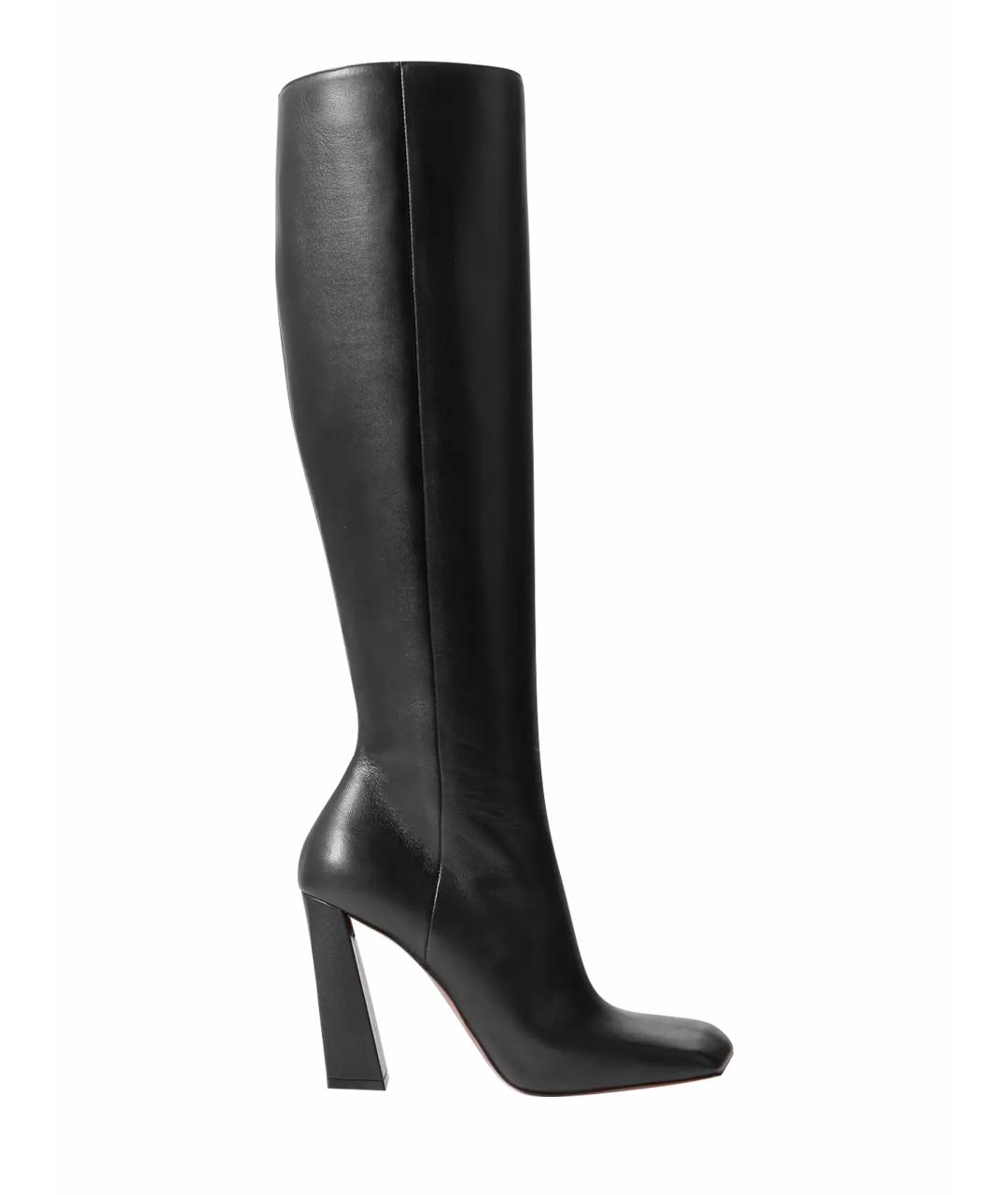 Amina Muaddi Черные кожаные сапоги, фото 1