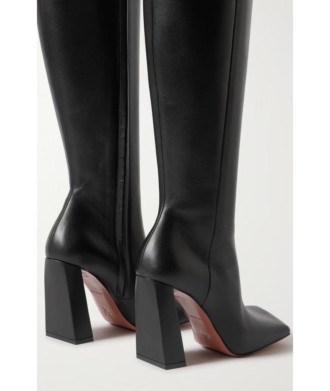 Amina Muaddi Черные кожаные сапоги, фото 4
