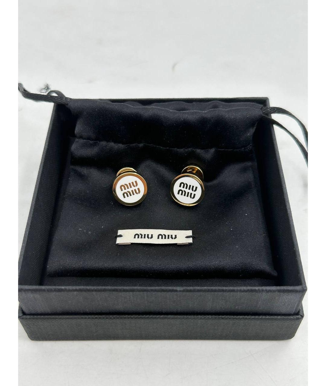 MIU MIU Белые латунные серьги, фото 6